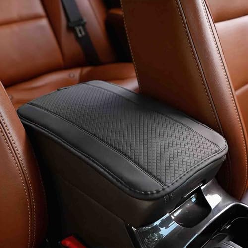 Car Armrest Cover Pad, Car Armrest Storage Box Mat, Fiber Leather Car Central Console Cover, Interior Protection Accessories for Most SUVs, Sedans and Trucks (Black and Gray) - color: Black and Gray