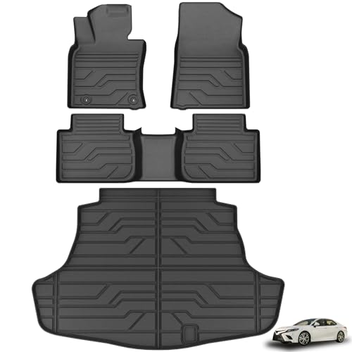 KARPAL Floor Mats Fit for Toyota Camry 2018-2024 FWD Only (Not Fit Hybrid or AWD), Custom Fit All Weather TPE Floor Liners, 1st & 2nd Row & Cargo Liner, Camry Accessories - style: 2018-2024 | For Toyota Camry | 1st & 2nd & Cargo