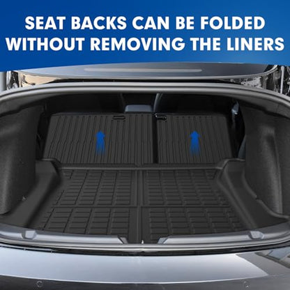 Mixsuper Cargo Liner for Tesla Model 3 2017-2023, All Weather Trunk Mat Backrest Mat TPE Back Seat Cover Protector for Model3 Accessories - size: 17-23 |Model3| Cargo & Backrest Mat