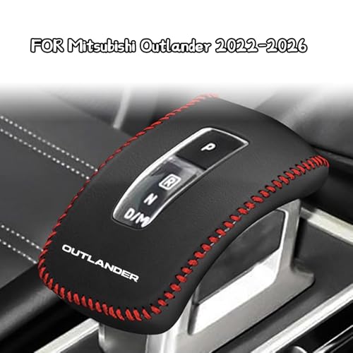 Great-luck Genuine Leather Automatic at Gear Shift Knob Cover Protector Trim,The car Interior Accessories(Beige+Black) for Mitsubishi Outlander 2022 2023 2024 2025 2026 Outlander PHEV 2023-2025 2026