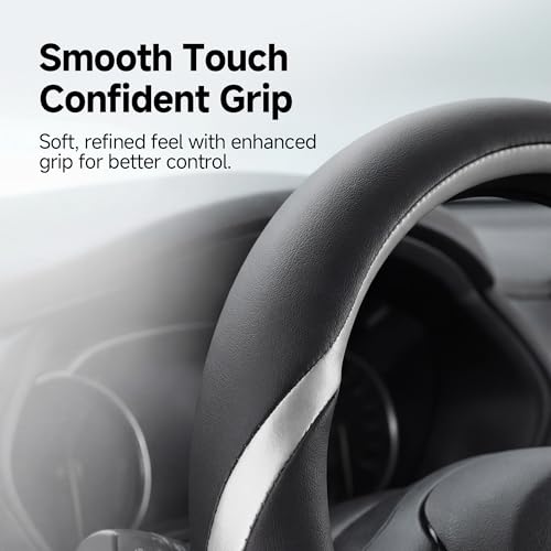 Customized Auto Car Steering Wheel Cover for Toyota RAV4 LE XLE Limited Hybrid 1996-2025 2026, Black+Silver - color: A-Black+Silver