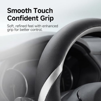 Customized Auto Car Steering Wheel Cover for Toyota RAV4 LE XLE Limited Hybrid 1996-2025 2026, Black+Silver - color: A-Black+Silver