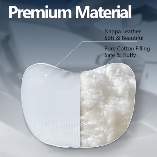 BlissfulNest Tesla Neck Pillow Car Seat Headrest, 2 Pack, Neck Pillow for Tesla Model Y, Tesla Model 3, Tesla Model X, Tesla Model S Nappa Leather. Height Adjustable, Thickness Adjustable. (White) - color: Nappa Leather White