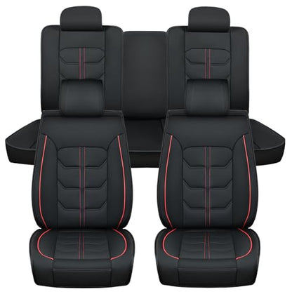 Nilight Car Seat Covers Custom Fit 2007-2024 Jeep Wrangler JK JL 4-Door Waterproof Faux Leather Cushion Full Set with Split Bench 40/60 for Unlimited Sahara Rubicon Willys Chief Moab - color: Full Sets 5 Seat, style: Jeep Wrangler 2007-2024