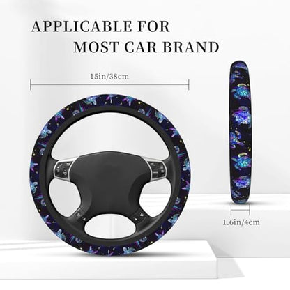 Sea Turtle Steering Wheel Cover Anti-Slip,Sweat Absorption Universal 15 inch Steering Wheel Covers Cute car Accessories for Men Women - color: 12
