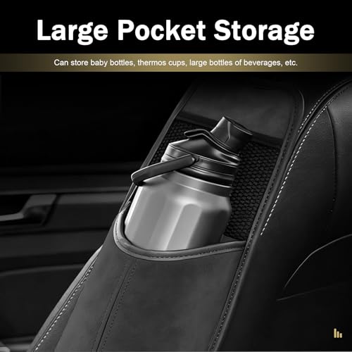 Car Tissue Holder, Car Leather Seat Side Hanging Storage Bag, Waterproof Multifunctional Hanging Card Cup Holder Storage Bag with Mesh Net, Universal for Most Cars (Black) - color: Black