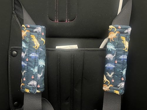 Baby Car Seat Neck Cover, Car Seat Strap Cover, Seat Belt Cushions Pads, Shoulder Strap Protectors, Reversible Pram Harness Covers in Minky Dinosaur, Baby Neck Pad Protector - color: Name of dinosaur