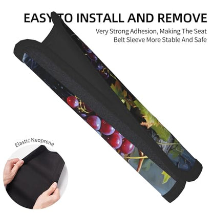 Seat Belt Cover Pads Grapes Art Painting Car Seat Belt Covers for Women Men Adults Kids Soft Comfortable Auto Seatbelt Cushion Shoulder Strap Pad Handle Wraps, 1 Pair - color: Grapes Art Painting