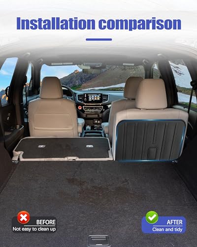 Backrest Mat for Honda Passport Accessories 2019-2025 with Hook&Loop Rear Trunk Mat Rear Seat Back Cover Protector All Weather Anti-Slip Split Dog Liner 2 PCS - color: Honda Passport 2019-2025, size: Backrest Mat