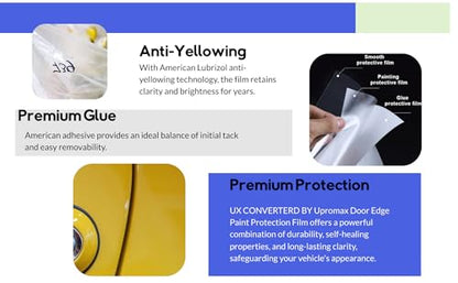 Ufilm Door Edge Protector PRE-Cut Guard Scratch Paint Protection Film with Strong American Glue Clear and Black Universal Car Truck (1 in x 50 ft) - size: 1 in x 25 ft