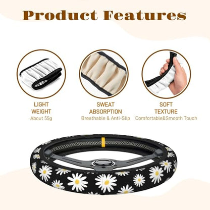 Steering Wheel Cover Accessories Neoprene Cover, Breathable Non-Slip Easy to Install Suitable for Women Men, 14.5-15.5 Inch for Car SUV Van Truck Universal - Persia Flower - color: Persia Flower