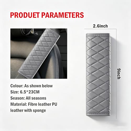 Gray PU Leather Seat Belt Covers - 2Pcs, Diamond Stitched Seat Belt Pads, Universal Fit for Car Truck SUV - color: gw-grey