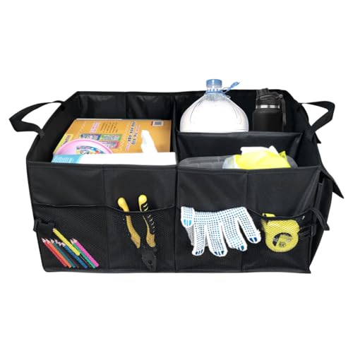 Trunk Organizer for Car - Collapsible Car Storage Organizer with 3 Compartments - Foldable Car Trunk Organizer for SUVs & Sedans - Waterproof Storage Container Box Car Organizer (1PCS)