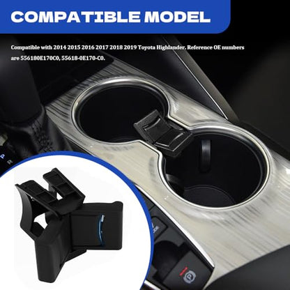 Cup Holder Insert Divider, Car Cup Holder Insert, Drink Holder Insert Replaces 55618-0E170-C0, Car Accessories Center Console Cup Holder Divider Compatible with Toyota Highlander 2014-2019