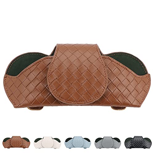 KINIVA Sunglasses Holder for Car Visor Leather Glasses Case with Clips for Car Visor Automotive Interior Visor Accessories Apply to All Car Models (09 Brown) - color: 09 Brown
