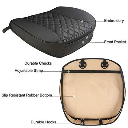 Black Panther PU Car Seat Cover, Front Seat Protector Compatible with 90% Vehicles,Embroidery,Anti-Slip & Full Wrapping Bottom (W 21.26ׄ 20.87 Inch)(1Piece,Black) - color: Front Single Black