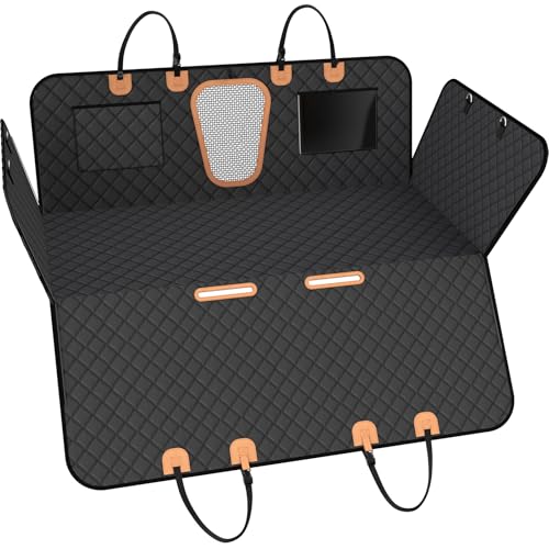 A-Pce Dog Truck Seat Cover for Back Seat, Hard Bottom Dog Hammock for Car, Waterproof Seat Protector, Dual use in Summer and Winter, Universal XL Size Fits for Crew Cab Truck/SUV, Black