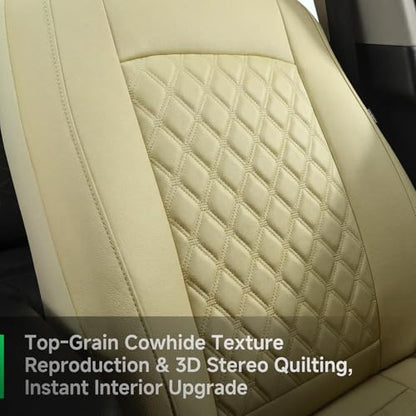 GIANT PANDA 2PCS Front Car Seat Cover for Subaru Outback Forester Crosstrek Legacy Impreza, Faux Leather Bucket Seat Covers (Beige) - color: Solid Beige-Luxury Edition