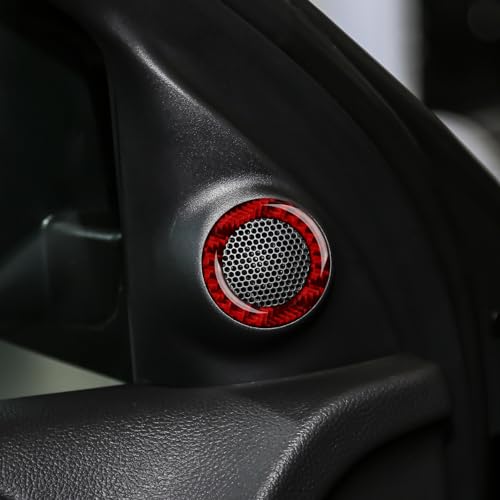 Car Speaker Cover Decals for 2011-2024 Dodge Durango / 2011-2021 Jeep Cherokee WK2 / 2022 WK Accessories Carbon Fiber Stickers, Red - color: Speaker Cover