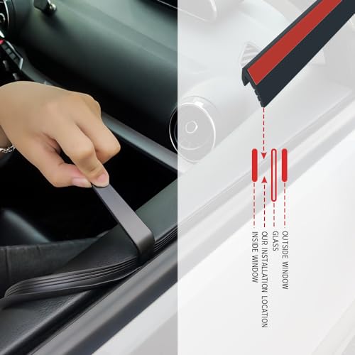 13.12Ft Car Window Seal Strip with Pry Bar Tool,Premium Rubber Weather Stripping for Noise Reduction & Interior Protection,Universal Car Essentials V-Shaped Window Trim Fits Car Truck SUV
