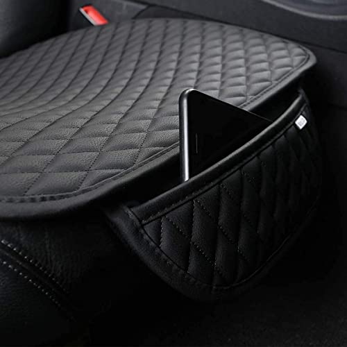 Pu Leather Car Seat Bottom Covers Protectors Include 1 Pair Front Driver Seat Pad Mat and 1 Rear Bench Cover Universal Fit 90% Vehicles,Black - color: A-Black, size: Universal Fit - Full Set