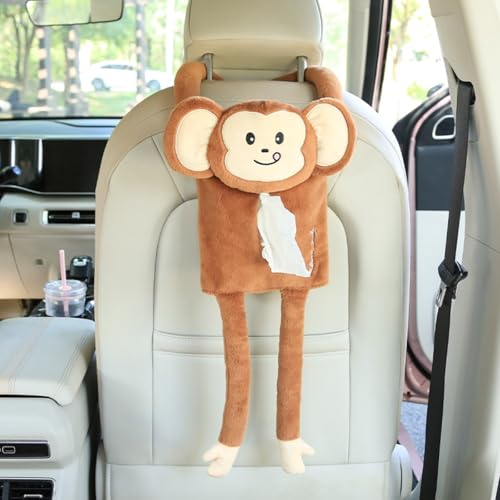 Plush Monkey Tissue Box Holder, Plush Pocket Tissue Cover for Car, Home, Office, Desk, Bathroom, Cute Decorative Soft Organizer (Long Leg Monkey) - color: Long Leg Monkey