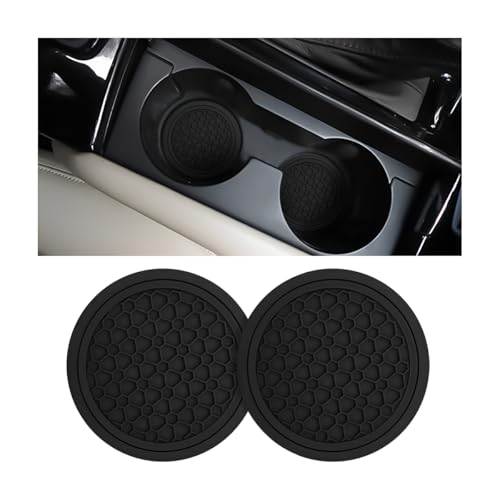 Mandark 2PCS Car Cup Holder Coasters, 2.75 Inch Non-Slip Insert Water Bottle Holder Pads, Dustproof Automotive Interior Accessories Mat, Universal for Vehicles, Trucks, RVs and More(Black) - color: Black/Black, size: 2PCS