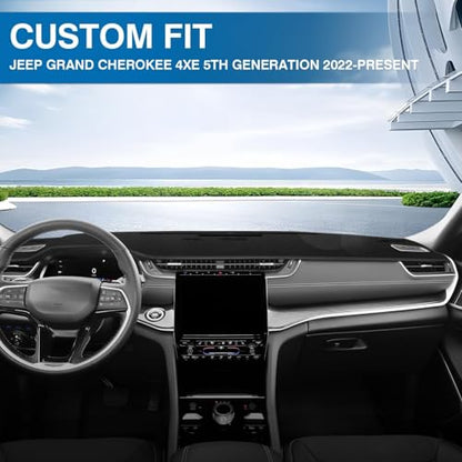 KUST Black Dash Cover for Jeep Grand Cherokee 4XE 2022-2025 2026 Non-Slip Dashboard Cover Interior Accessories for Jeep Grand Cherokee 4XE Custom Fit Dashboard Mat Sunshade Windshield No Glare - size: For Grand Cherokee 4XE 22-26