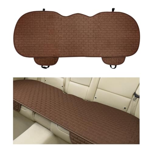 Linen Car Seat Cover, Anti-Slip Bottom Bench Protector Rear Seat Pad with Storage Pockets, Comfy Breathable Long Rear Seat Cushion Pad for Most Vehicles, Car Accessories (Rear Coffee) - color: Rear Coffee