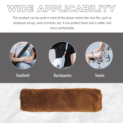 2 PCS Seat Belt Shoulder Pads, Soft Fluffy Plush Seat Belt Shoulder Strap Covers, Comfy Warm Seat Belt Strap Cover Shoulder Cushion for Adult Children, Car Accessories (Brown) - color: Brown