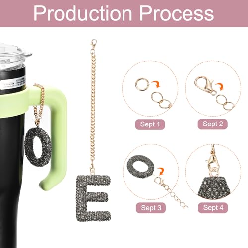 MECCANIXITY Bling Car Letter Charm, Initial E Letter Interior Car Rear View Mirror Decoration Hanging Crystal Ornaments for Women Bags Water Cup DIY Craft, Gray - style: E Letter