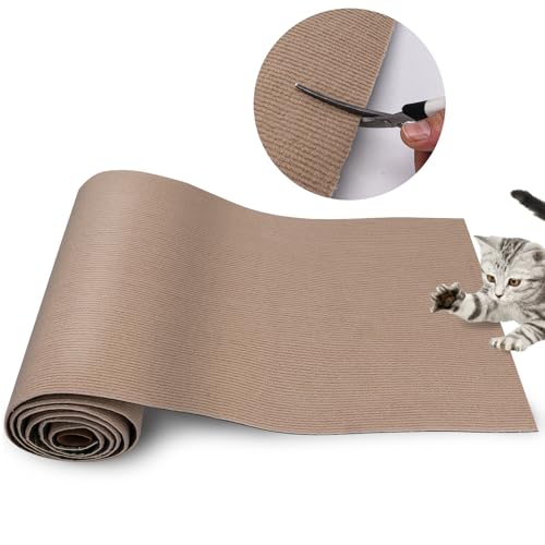 Cat Scratch Mat 120 "x15.8, Cat Scratch Sofa Furniture Protector, Trimmable Self-Adhesive Cat Scratch Pad for Decorating Cat Towers, DIY Cat Tree Shelf, Walls and Climbing Frames (Beige) - color: Beige
