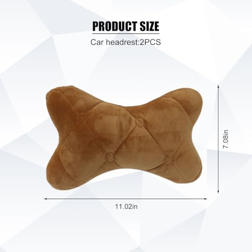 2PCS Car Headrest Pillow, Comfortable Ergonomic Design Vehicle Seat Neck Pillow for Driving Fatigue Relief, Soft Breathable Automotive Interior Head Rest Cushion Pad, Universal Fit (Khaki) - color: Khaki