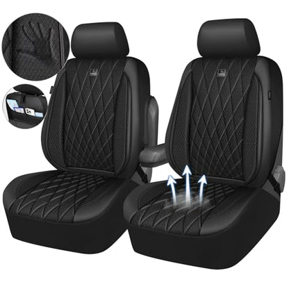 CAR PASS Thick Foam 3D Air Mesh Leather Car Seat Covers Front Seats Only, Luxury Breathable Premuim PU Leather Two Front Seat Covers,Airbag Compatible Universal Fit for 95% Sedan Van Truck SUV, Black - color: Black Air Mesh, size: Two Front