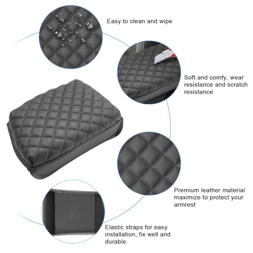 SXCY for 2024 2025 2026 VW Taos Armrest Cover for Volkswagen Taos 2024 2025 2026 Accessories 2022 2023 2024 2025 2026 Taos Center Console Cover 2024-2026 Taos Middle Console Cover (Black Leather Pad) - color: 2022-2025 2026 Taos (Add Pad)