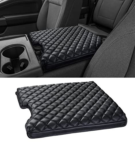 Sinvanho Thickened Center Console Armrest Cover for 2015-2025 Ford F150 Accessories, PU Leather Middle Console Protective Cover, Arm Rest Box Lid Cushion, Fits Only 40/20/40 Jump Seat Console - color: Thickened