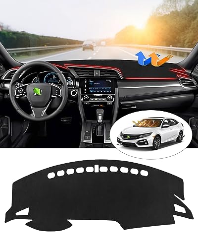 CARTIST Dash Cover Fits for Honda Civic Coupe Sedan/Hatchback 2016-2021 Dashboard Cover for Civic Accessories Non-Slip Dash Mat Carpet Anti-Glare Sunshade - size: Honda Civic Coupe Sedan/Hatchback 2016-2021