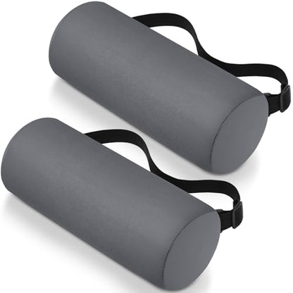 2 Pcs Lumbar Roll Support Pillow Low Back Lumbar Support Office Seat Cushion with Adjustable Strap and Washable Cover for Travel Gaming Chair Car Seat Pain Relief(Grey) - color: Grey