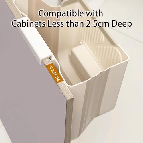 Hanging Trash Can for Kitchen Cabinet Door with 120 Garbage Bags, 1.6 Gallon Collapsible Trash Bin for Under Sink, Bathroom, Car, RV, Office (SmallCream) - size: SmallCream