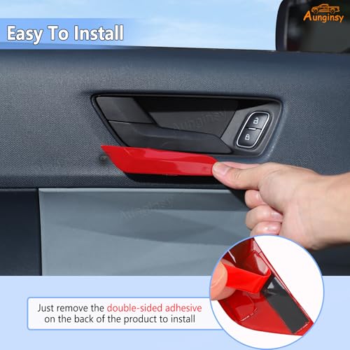 Aunginsy 4Pcs Car Inner Door Handle Switch Panel Cover Trim Compatible with Ford Maverick 2022-2025 Pickup Front Rear Door Handle Bowl Panel Protector Frame Decorative Sticker ABS Interior Accessories - color: Red(4pcs)