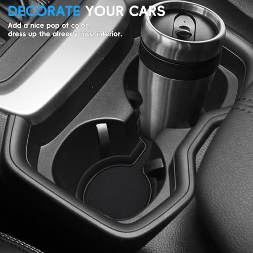Auovo 3D Cup Holder Insert Liners Compatible with Toyota RAV4 Accessories 2025 2024 2023 2022 2021 2020 2019 Car Custom Cup Holder Mats Pads 3-pc Set (Black Trim) - color: Black, size: 3PCS