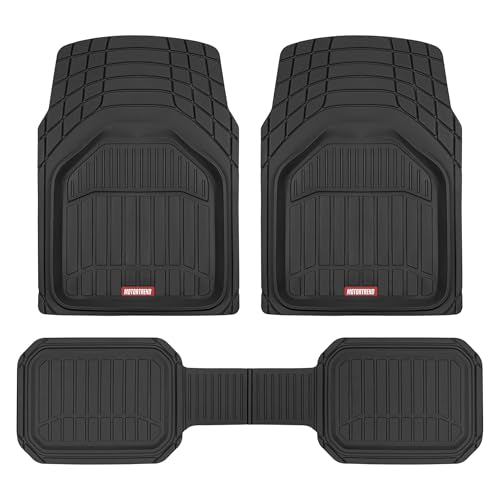 Motor Trend 943-BK FlexTough Defender Car Floor Mats -Next Generation Deep Dish Heavy Duty Contour Liners for Car SUV Truck & Van-All Weather Protection, Trim to Fit Most Vehicles Black - color: Black, style: FlexTough NextGen