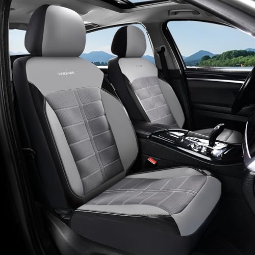 Coverado Air Mesh Seat Cover, Car Seat Cover Front Seats, 3D Breathable Seat Protectors Sports Carbon Fiber Design Airbag Compatible Comfort Universal for Most Cars, Van,Trucks, SUV, Grey - color: Gray, size: Front
