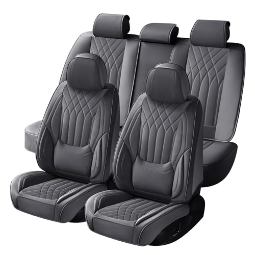 Full Coverage Car Seat Covers Full Set Waterproof, Luxury Leather Automotive Seat Covers Car Seat Protector, Front & Rear Seats Cover Sets Universal Fit for Most Vehicles Sedans SUVs, Gray - color: Gray, size: Full Set