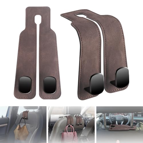 Car Purse Hook for Headrest, 2 Pcs Car Seat Back Storage Hook Bendable Leather Universal Vehicle Car Bag Hooks(Gray) - color: Gray, size: 2pcs Seat Hook