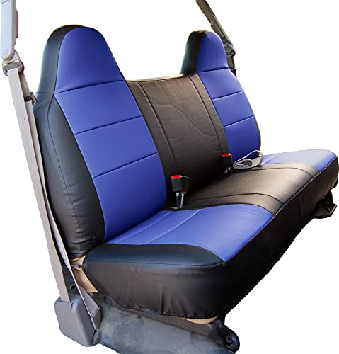 Custom-FIT Artificial Leather Front Bench seat Covers Designed for Ford F-250 350 450 (Black/Blue) - color: Black/Blue