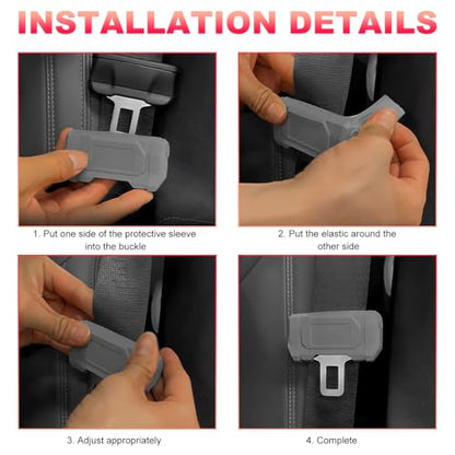 DXNQ 2PCS Car Seat Belt Buckle Covers, Anti-Scratch Silicone Auto Seat Belt Clips Protective Sleeve, Universal Seatbelt Buckle Cover Protector for Van Truck SUV, Car Accessories (Red)