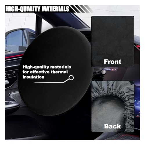 Car Steering Wheel Cover Sun Shade, Anti-Heat Steering Wheel Protector, Universal 18 Inch Auto Steering Wheel Sun Block Cover, Steering Wheel Shield Accessories for Most Car Truck SUV (Black) - color: Black