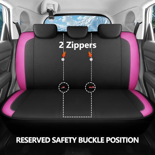 HChengkikz Car Seat Covers Full Set, Waterproof Neoprene Car seat Covers Full Set, Airbag Compatible, Universal Fit Automotive Seat Covers for Most Cars, Trucks, SUVs (Black + Pink) - color: N816 Black Pink, size: Full Set