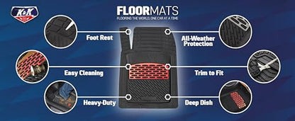 K&K Auto Accessories 3D Car Floor Mat 8 Lb Thick Heavy Duty Durable Universal Sapphire Red Deep Dish for Cars SUVs Minivan Truck - color: Sapphire Red